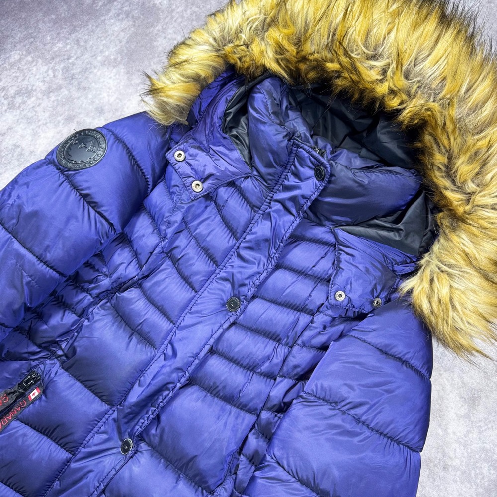 Canada Weathergear Purple Puffer Parka Faux Fur Hood Jacket XL RN74299